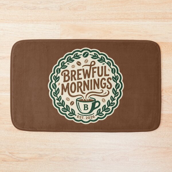 Item preview, BREWFUL MORNINGS - Retro Coffee Badge Vintage Typography Design designed and sold by WowDezign.