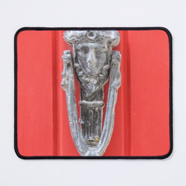 Item preview, Antique Bronze Door Knocker With Patina on Bright Red Door Decorative Face Ornament Detail designed and sold by Nmallia.