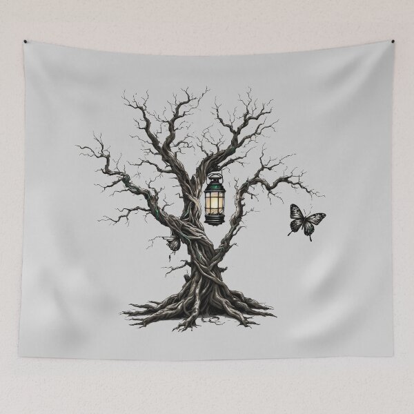 Item preview, Dark Enchanted Tree with Lantern / Mystical Forest Gothic Fantasy Art designed and sold by MorbidDreams.