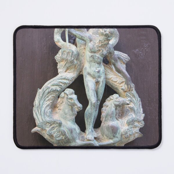 Item preview, Bronze Neptune Door Knocker With Winged Horses and Verdigris Patina on Wooden Door designed and sold by Nmallia.