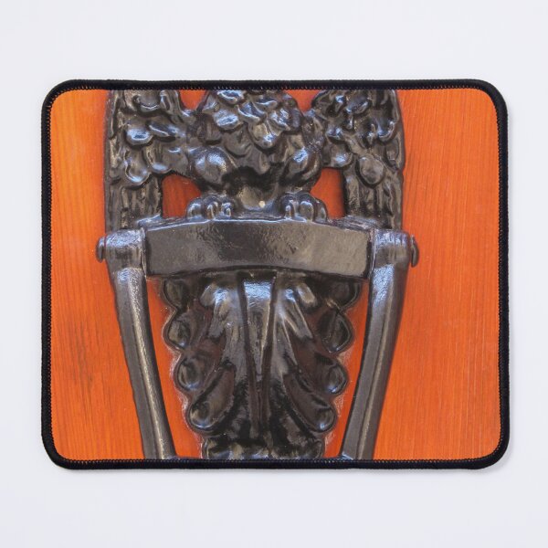 Item preview, Ornate Black Eagle Door Knocker on Warm Wooden Door With Detailed Metalwork designed and sold by Nmallia.