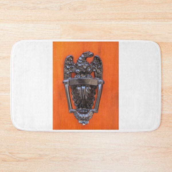 Item preview, Ornate Black Eagle Door Knocker on Warm Wooden Door With Detailed Metalwork designed and sold by Nmallia.