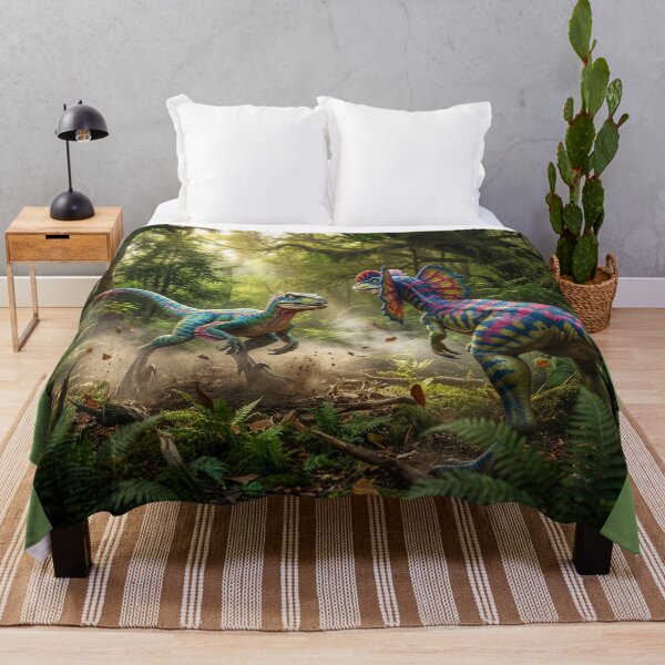 Item preview, Velociraptor meets a Frilled Dilophosaurus in Primordial Forest designed and sold by Tridentulus.