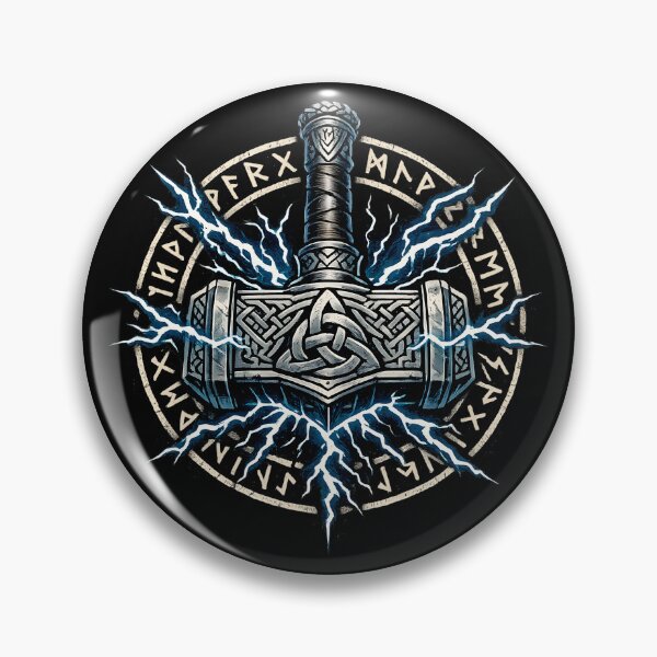 Item preview, Mjolnir Thor Hammer with Runes – Viking Norse Mythology Thunder Hammer Nordic Symbol designed and sold by R3X .