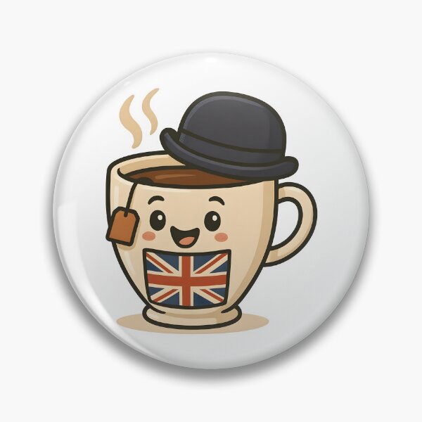 Item preview, Cute British Tea Cup Kawaii Design with UK Flag and Bowler Hat. designed and sold by The-T-In-Retro.