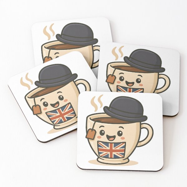 Item preview, Cute British Tea Cup Kawaii Design with UK Flag and Bowler Hat. designed and sold by The-T-In-Retro.