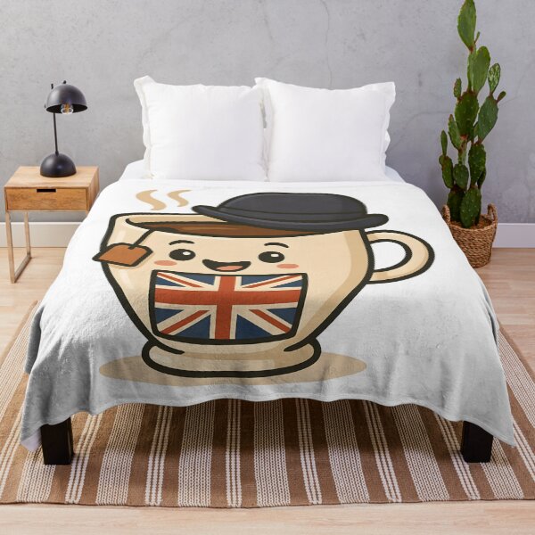 Item preview, Cute British Tea Cup Kawaii Design with UK Flag and Bowler Hat. designed and sold by The-T-In-Retro.