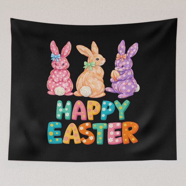 Item preview, Happy Easters colorful bunnies Easter design designed and sold by CleanDecor.