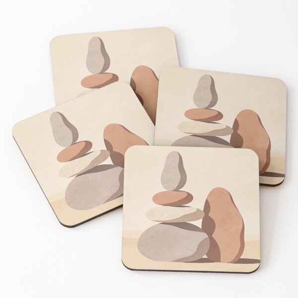 Item preview, Organic Pebble Shapes Wall Art – Japandi Neutral Abstract Composition designed and sold by sana designer.