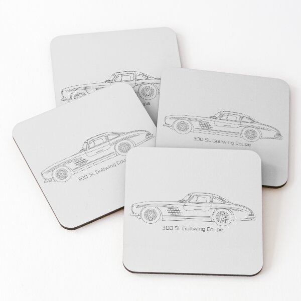 Item preview, Mercedes 300 SL Gullwing 1954 line Illustration designed and sold by blackdogshop.