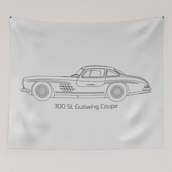 Item preview, Mercedes 300 SL Gullwing 1954 line Illustration designed and sold by blackdogshop.