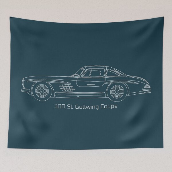 Item preview, Mercedes 300 SL Gullwing 1954 line Illustration designed and sold by blackdogshop.