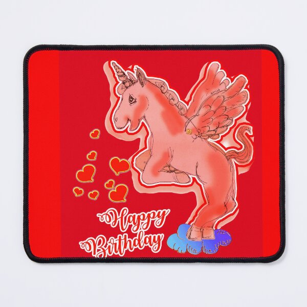 Item preview, Happy Birthday - Loving Unicorn Horse On A Cloud (Original Drawing by ACCI) designed and sold by VanyssaGraphics.