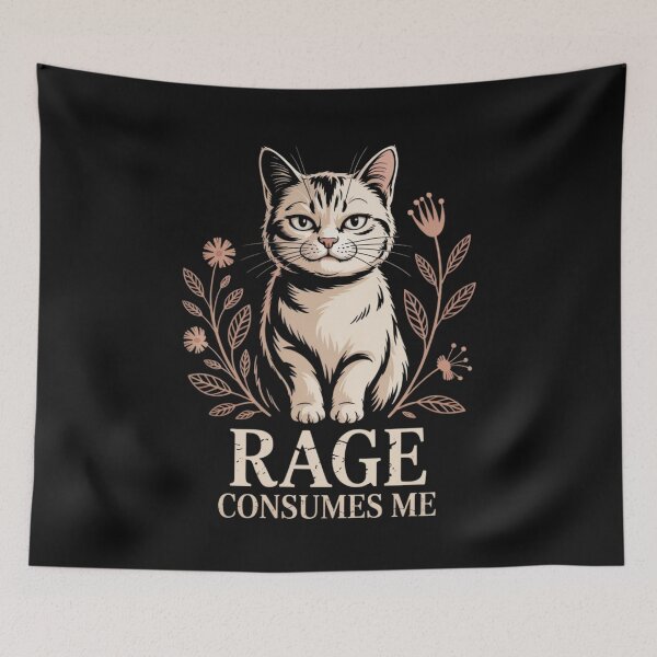 Item preview, Cute Cat Rage Consumes Me Funny Sarcastic Kitten Flower designed and sold by ManiaGrania.