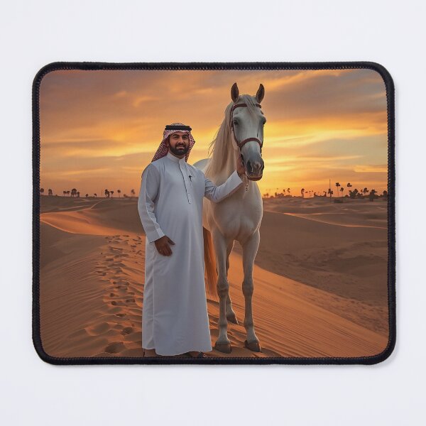 Item preview, Arabian Horse Saudi Desert Sunset Wall Art Print — Saudi Heritage Poster, White Horse Sand Dunes KSA Decor designed and sold by GoldenVerseArt.