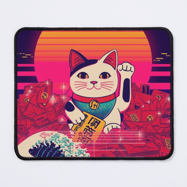 Item preview, Cyberpunk Lucky Cat | Neon Ukiyo-e Prosperity Art designed and sold by Vandy Fullam.