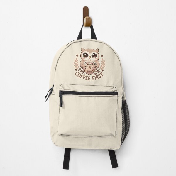Item preview, Coffee First - Cute Kawaii Owl with Coffee Mug Sticker designed and sold by WowDezign.