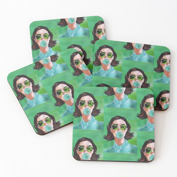 Item preview, Mujeres con cabello castaño corto y gafas verdes con un chicle designed and sold by Never seen before .