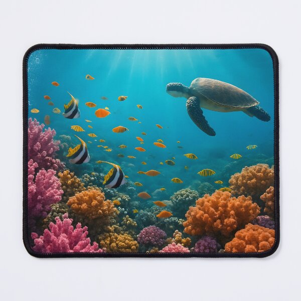 Item preview, Red Sea Coral Reef Underwater Wall Art Print — Saudi Arabia  Marine Life Poster, Sea Turtle Tropical Fish Ocean Decor designed and sold by GoldenVerseArt.