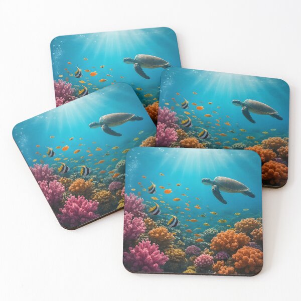Item preview, Red Sea Coral Reef Underwater Wall Art Print — Saudi Arabia  Marine Life Poster, Sea Turtle Tropical Fish Ocean Decor designed and sold by GoldenVerseArt.
