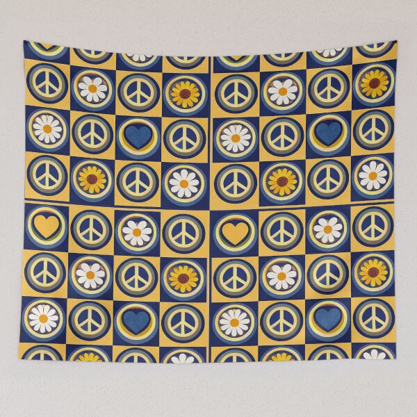 Item preview, Retro Flower Power Pattern – Navy Gold Retro designed and sold by Studio-RMD.