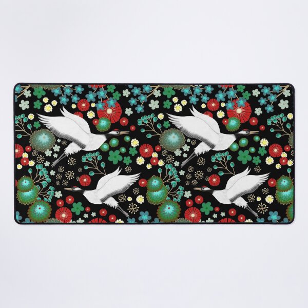 Item preview, Golden Crane Flight Elegant Japanese-Inspired Botanical Birds designed and sold by phatlizzardart.