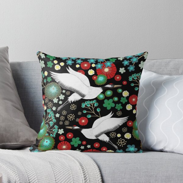 Item preview, Golden Crane Flight Elegant Japanese-Inspired Botanical Birds designed and sold by phatlizzardart.