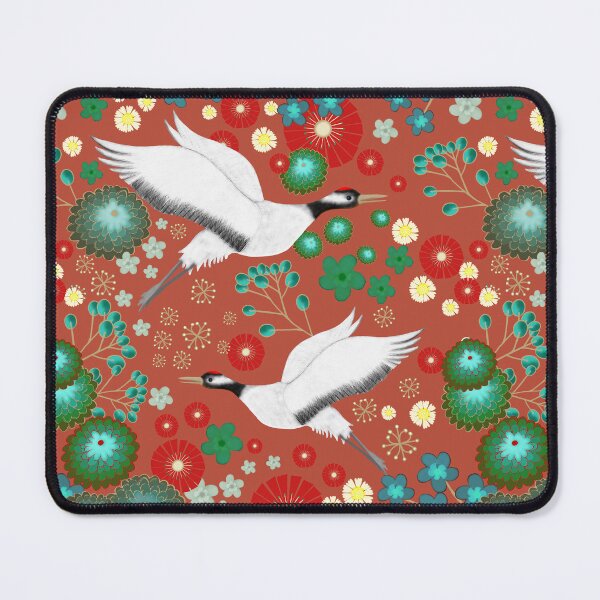 Item preview, Golden Crane Flight Elegant Japanese-Inspired Botanical Birds designed and sold by phatlizzardart.