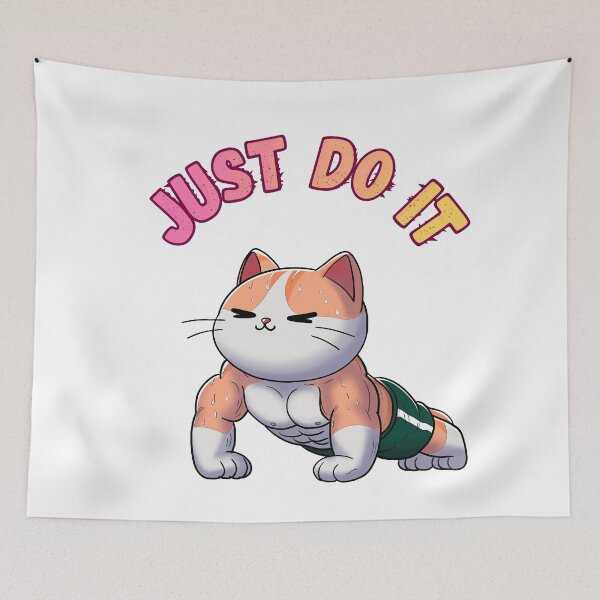 Item preview, Just Do It… After One More Rep – Funny Gym Cat Doing Push Ups designed and sold by BlackCat Vibe.