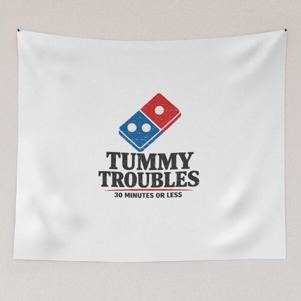 Item preview, Tummy Troubles Retro Parody Pizza Graphic designed and sold by TheArtOfCar.