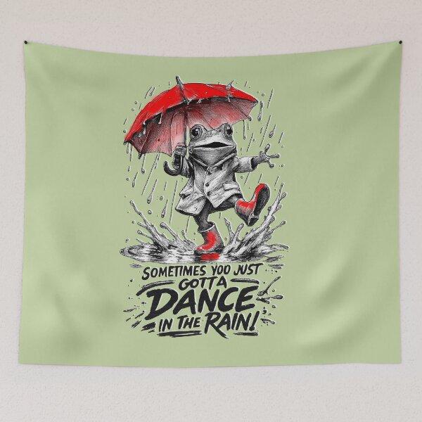 Item preview, Funny frog with an umbrella. Gotta Dance in the Rain. designed and sold by Natart1004.