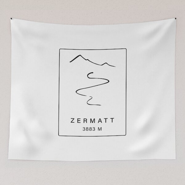 Item preview, Zermatt Ski Resort – Minimal Alpine Ski Line (Back Print Black) designed and sold by leewarddesign.