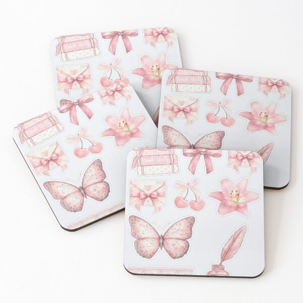 Item preview, Vintage Pink Watercolor Coquette Aesthetic - Soft Girl Sticker Set designed and sold by Camistudios.