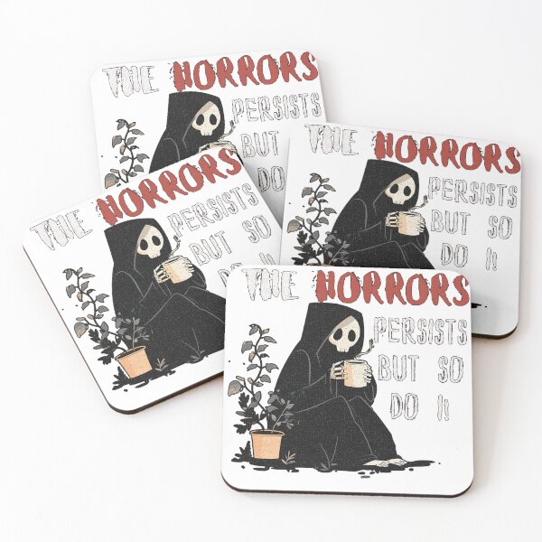 Item preview, The Horrors Persist But So Do I Grim Reaper Coffee Meme designed and sold by Region.