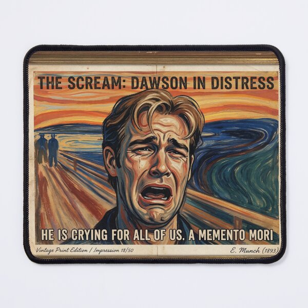 Item preview, The Scream: Dawson in Distress - Vintage Expressionist Art Parody designed and sold by ern vintage store.
