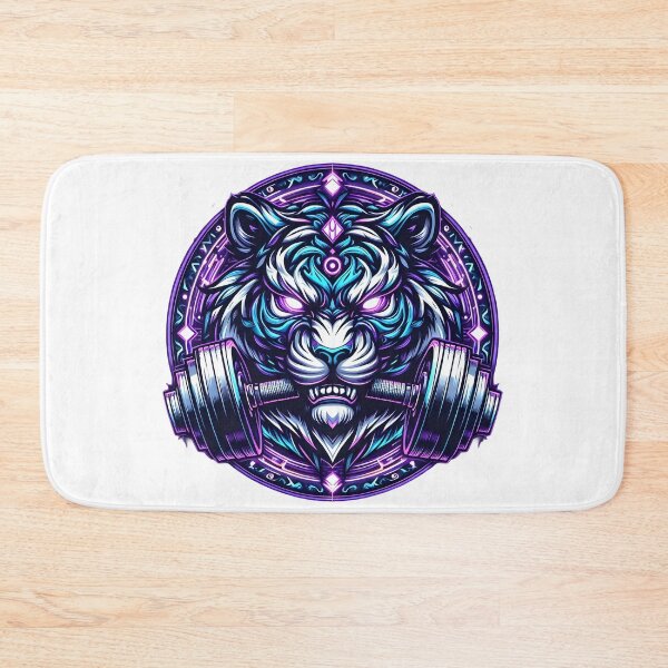 Item preview, Neon Cyber Tiger Dumbbell Logo - Gym Beast Mode designed and sold by MouradStudio.