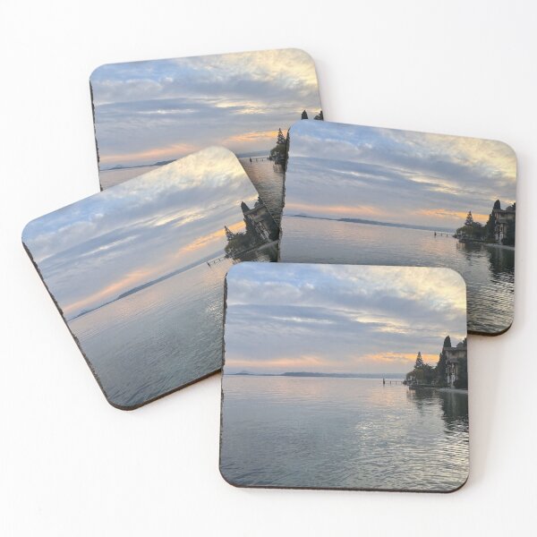 Item preview, Golden Hour on Lake Garda – Stone Wall and Villa by the Water designed and sold by dollgraphy.