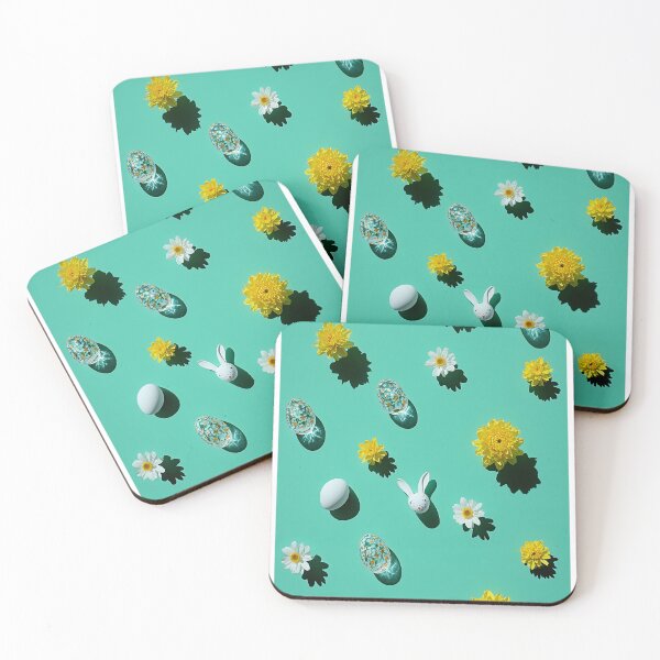 Item preview, Easter eggs and yellow flowers on a green surface designed and sold by Stellar Geometry.