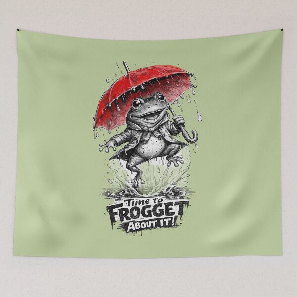 Item preview,  Funny frog with an umbrella. Time to Frogget about it! designed and sold by Natart1004.