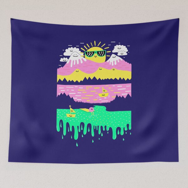 Item preview, Cute Happy Lake Cartoon Landscape designed and sold by Porky Roebuck.