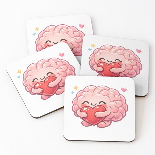 Item preview, Cute Brain Hugging Heart Mental Health Sticker designed and sold by Barkybond.