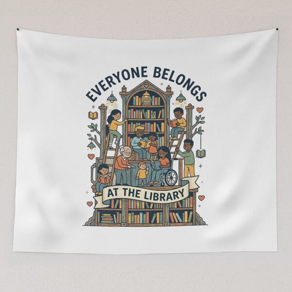 Item preview, Library Tree of Knowledge - Everyone Belongs Inclusive Bookshelf Art designed and sold by Wear Sculpt.