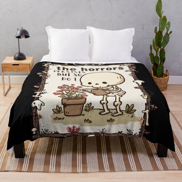 Item preview, The Horrors Persist But So Do I Skeleton Flower Meme Dark Humor designed and sold by Region.