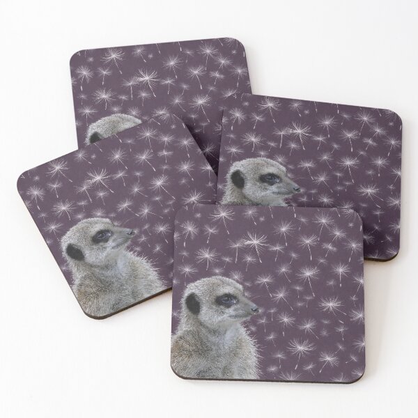 Item preview, Artistic Meerkat on Aubergine Dandelion Seed Background designed and sold by chihuahuashower.