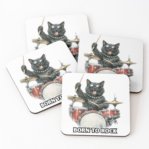 Item preview, Born to Rock- Drummer Cat designed and sold by All About DigiCraft by Fedelina.