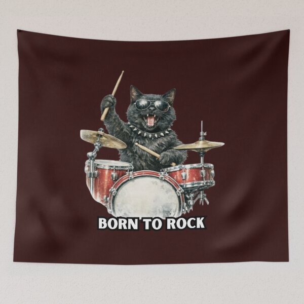 Item preview, Born to Rock- Drummer Cat designed and sold by All About DigiCraft by Fedelina.