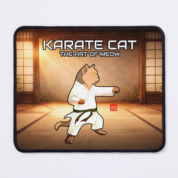 Item preview, Uny Karate Cat Warrior Illustration designed and sold by Fei Long Design Hub.
