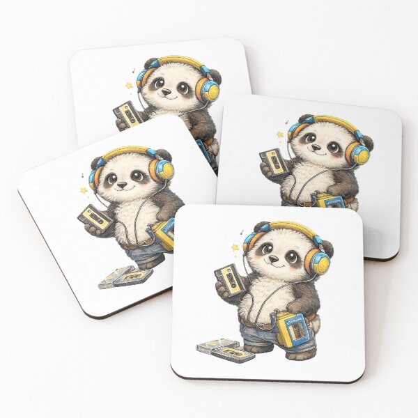 Item preview, Cute Panda Listening to Music with Cassette Walkman – Hand Drawn Colored Pencil Sticker Illustration designed and sold by Felixuss.
