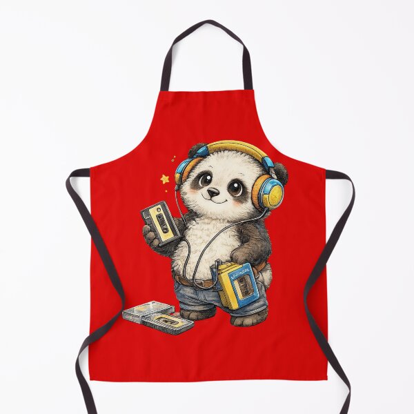 Item preview, Cute Panda Listening to Music with Cassette Walkman – Hand Drawn Colored Pencil Sticker Illustration designed and sold by Felixuss.