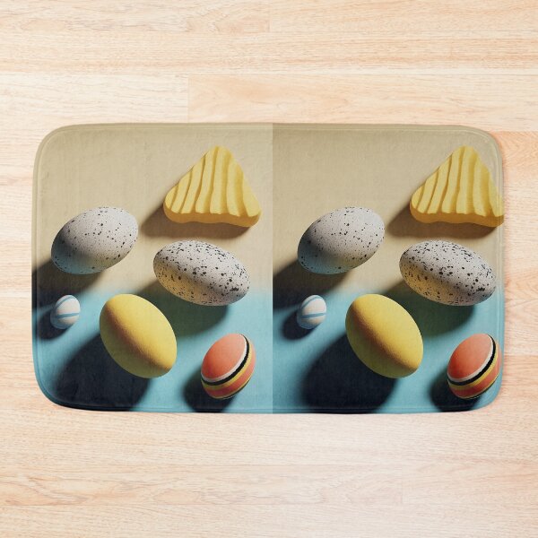 Item preview, Colorful decorative eggs arranged on a pastel background with shadows and textures visible designed and sold by Stellar Geometry.